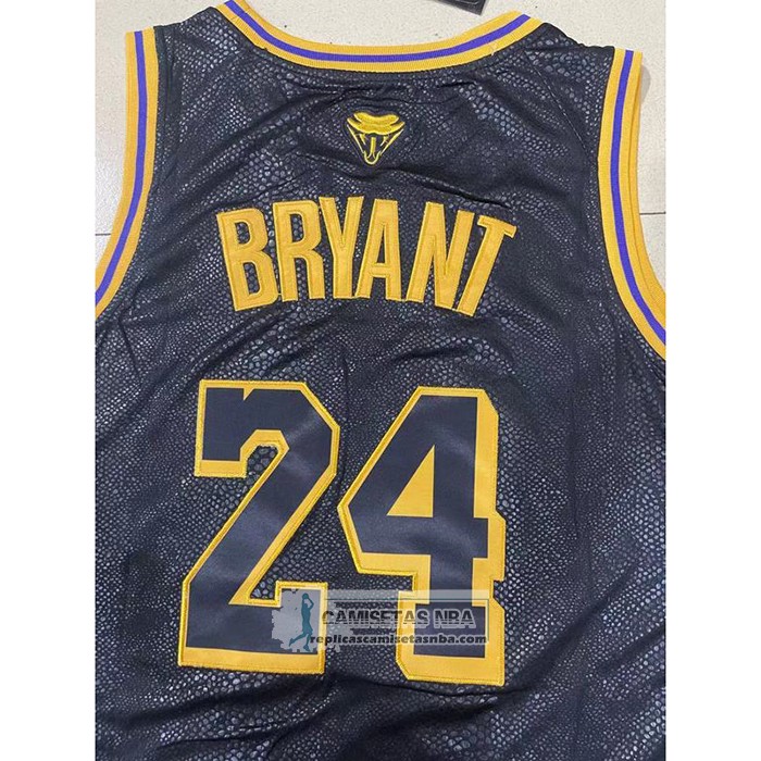 Camiseta Los Angeles Lakers Kobe Bryant NO 24 Black Mamba Snakeskin Negro